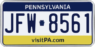 PA license plate JFW8561