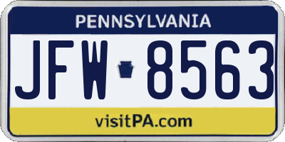 PA license plate JFW8563
