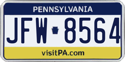 PA license plate JFW8564