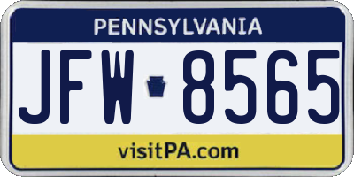 PA license plate JFW8565