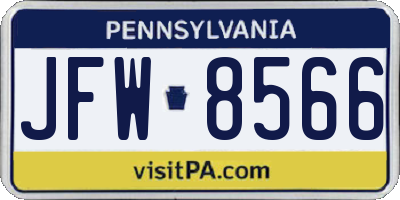 PA license plate JFW8566
