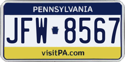 PA license plate JFW8567