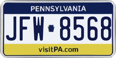 PA license plate JFW8568