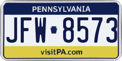 PA license plate JFW8573
