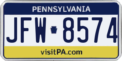 PA license plate JFW8574