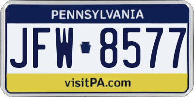 PA license plate JFW8577