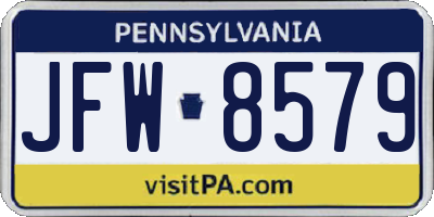 PA license plate JFW8579
