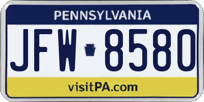 PA license plate JFW8580