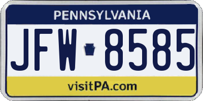 PA license plate JFW8585