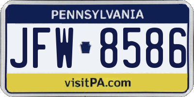 PA license plate JFW8586