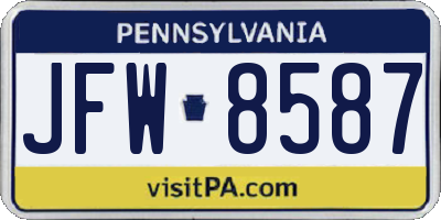 PA license plate JFW8587