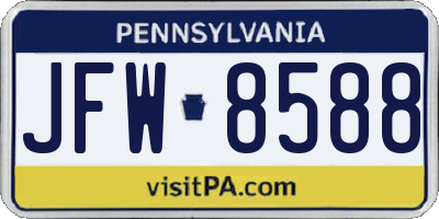 PA license plate JFW8588