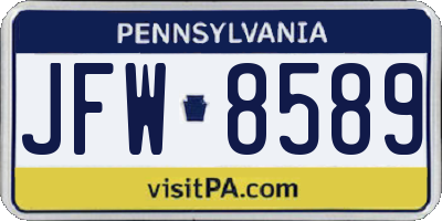 PA license plate JFW8589