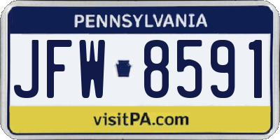 PA license plate JFW8591