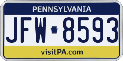 PA license plate JFW8593