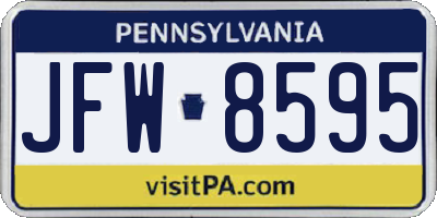 PA license plate JFW8595