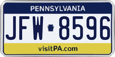 PA license plate JFW8596
