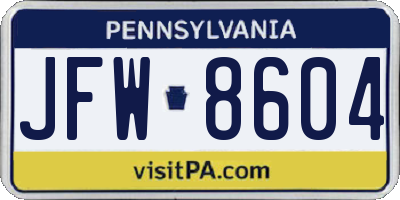 PA license plate JFW8604