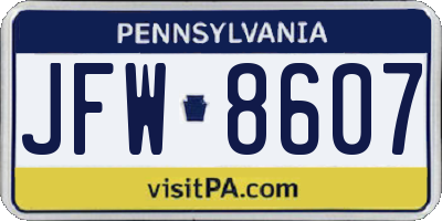 PA license plate JFW8607