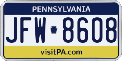 PA license plate JFW8608