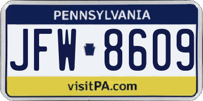 PA license plate JFW8609