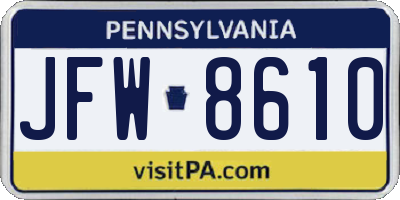 PA license plate JFW8610