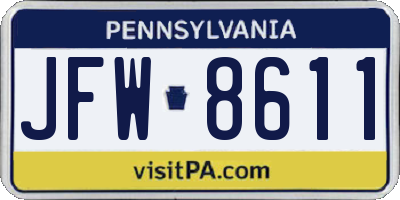 PA license plate JFW8611