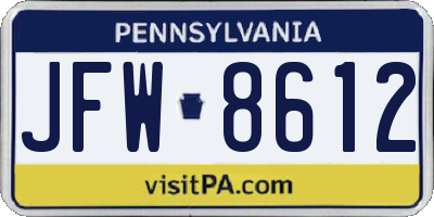 PA license plate JFW8612