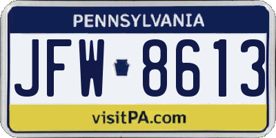 PA license plate JFW8613