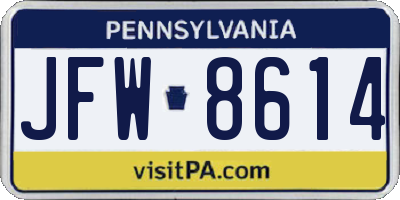 PA license plate JFW8614