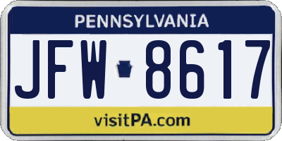 PA license plate JFW8617