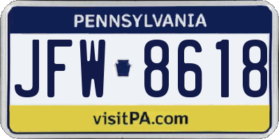 PA license plate JFW8618