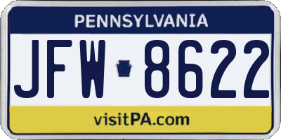 PA license plate JFW8622