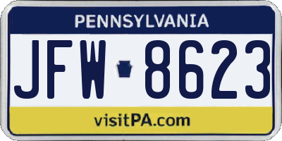 PA license plate JFW8623