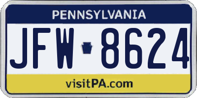PA license plate JFW8624