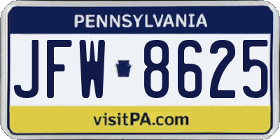 PA license plate JFW8625