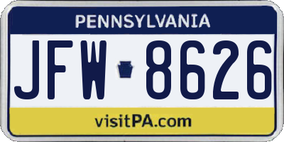 PA license plate JFW8626