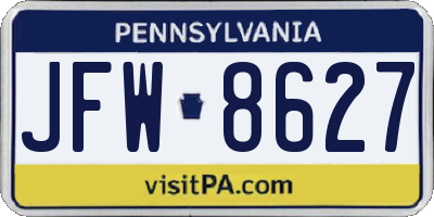 PA license plate JFW8627