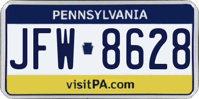 PA license plate JFW8628