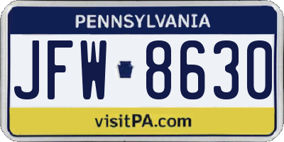 PA license plate JFW8630