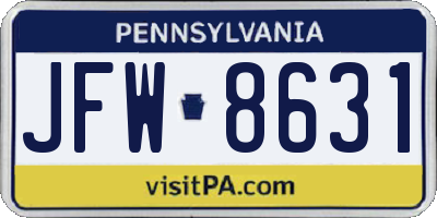 PA license plate JFW8631
