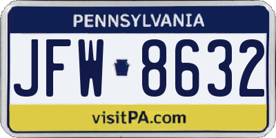 PA license plate JFW8632