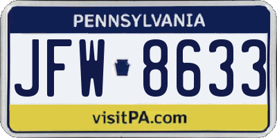 PA license plate JFW8633