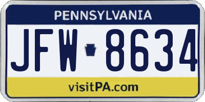 PA license plate JFW8634