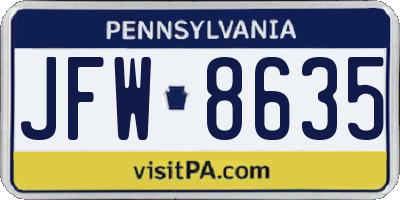 PA license plate JFW8635