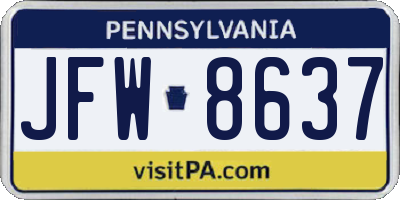 PA license plate JFW8637