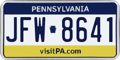 PA license plate JFW8641