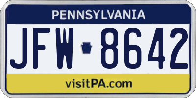 PA license plate JFW8642