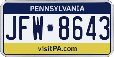 PA license plate JFW8643