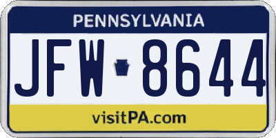 PA license plate JFW8644